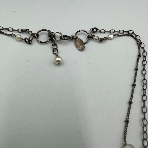 Athena Designs Coin Pearl Necklace Sterling Silver Freshwater Layered 18 Inch - Picture 6 of 12